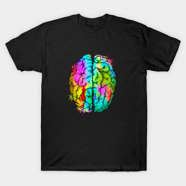 Color human brain watercolor mental health matters T-Shirt by Collagedream